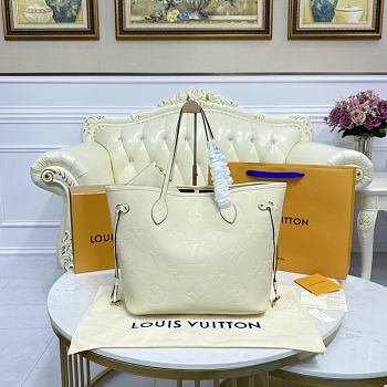 LV NEVERFULL MM Monogram Empreinte Leather White M45685 - 31cmx 28 x 14 cm