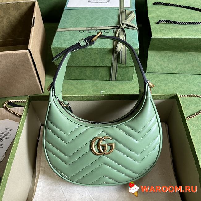 GG Marmont half-moon-shaped mini bag Sage green 699514 – 21.5 x 11 x 5cm - 1