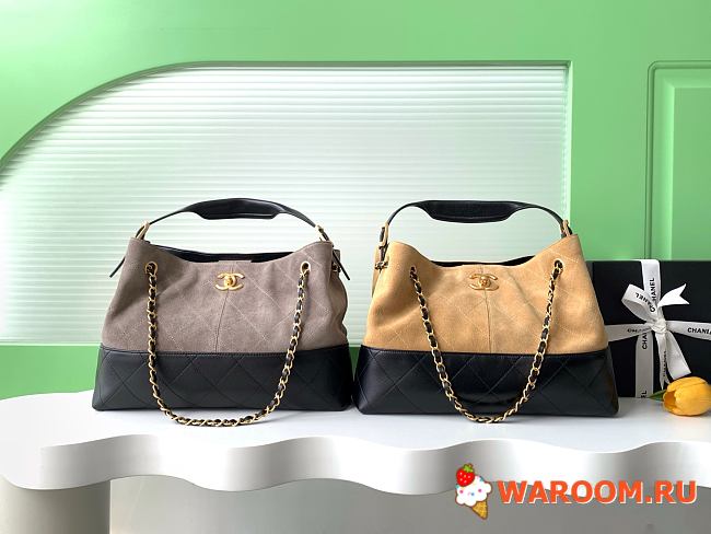 chanel suede tota bag brown 36x24cm - 1