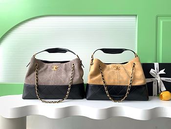 chanel suede tota bag brown 36x24cm