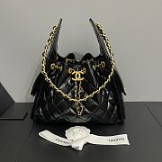 chanel 25c hobo black bright leather 30cm - 1
