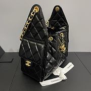 chanel 25c hobo black bright leather 30cm - 4