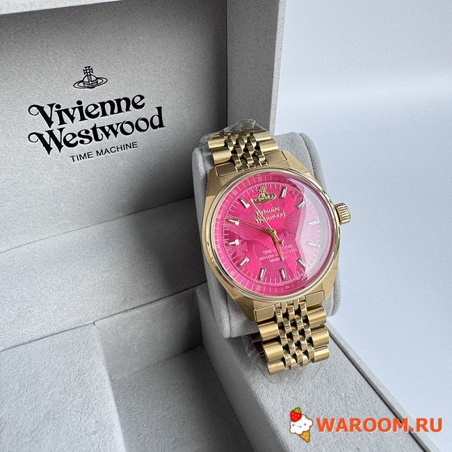 Vivienne Westwood Queen Mother Red Dragon Fruit Rose Dial Stainless Steel Strap Pink Dial Women's Watch Light Luxury Carved Red Dial Women's Watch 39mm - 1
