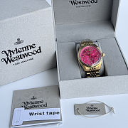 Vivienne Westwood Queen Mother Red Dragon Fruit Rose Dial Stainless Steel Strap Pink Dial Women's Watch Light Luxury Carved Red Dial Women's Watch 39mm - 4
