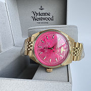 Vivienne Westwood Queen Mother Red Dragon Fruit Rose Dial Stainless Steel Strap Pink Dial Women's Watch Light Luxury Carved Red Dial Women's Watch 39mm - 2